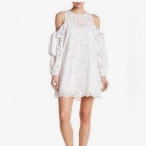 Parker - White Cold Shoulder Eyelet Dress